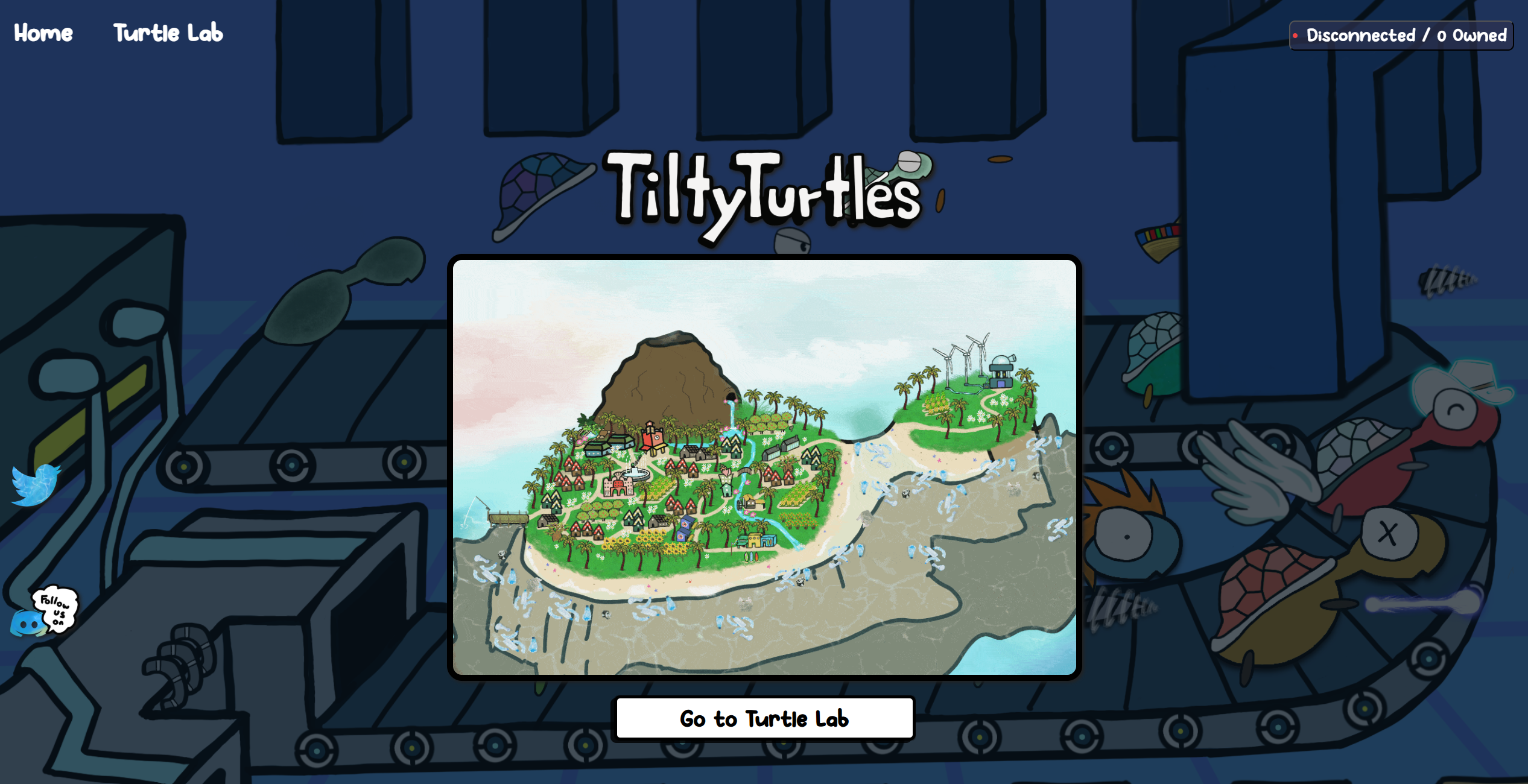 TiltyTurtles digital art collection landing page